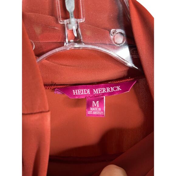 Heidi Merrick Izzy Rash Guard Women M Dark Orange Mock Neck Swim shirt - Picture 2 of 7